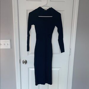 Abercrombie Black Long Sleeve Sweater Ribbed Side Cutout Dress